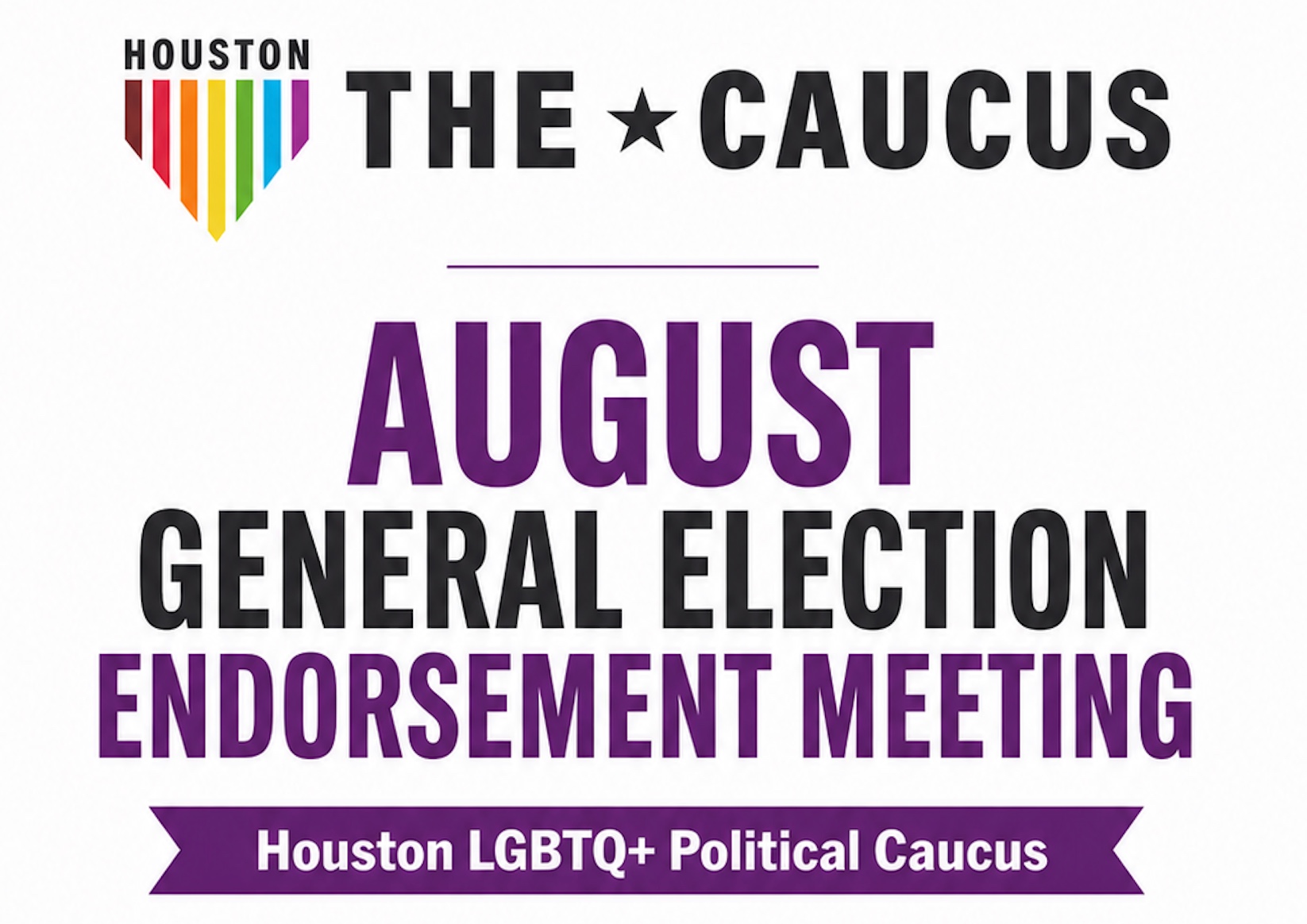 AUGUST GENERAL ELECTION ENDORSEMENT MEETING Houston LGBTQ+ Political Caucus